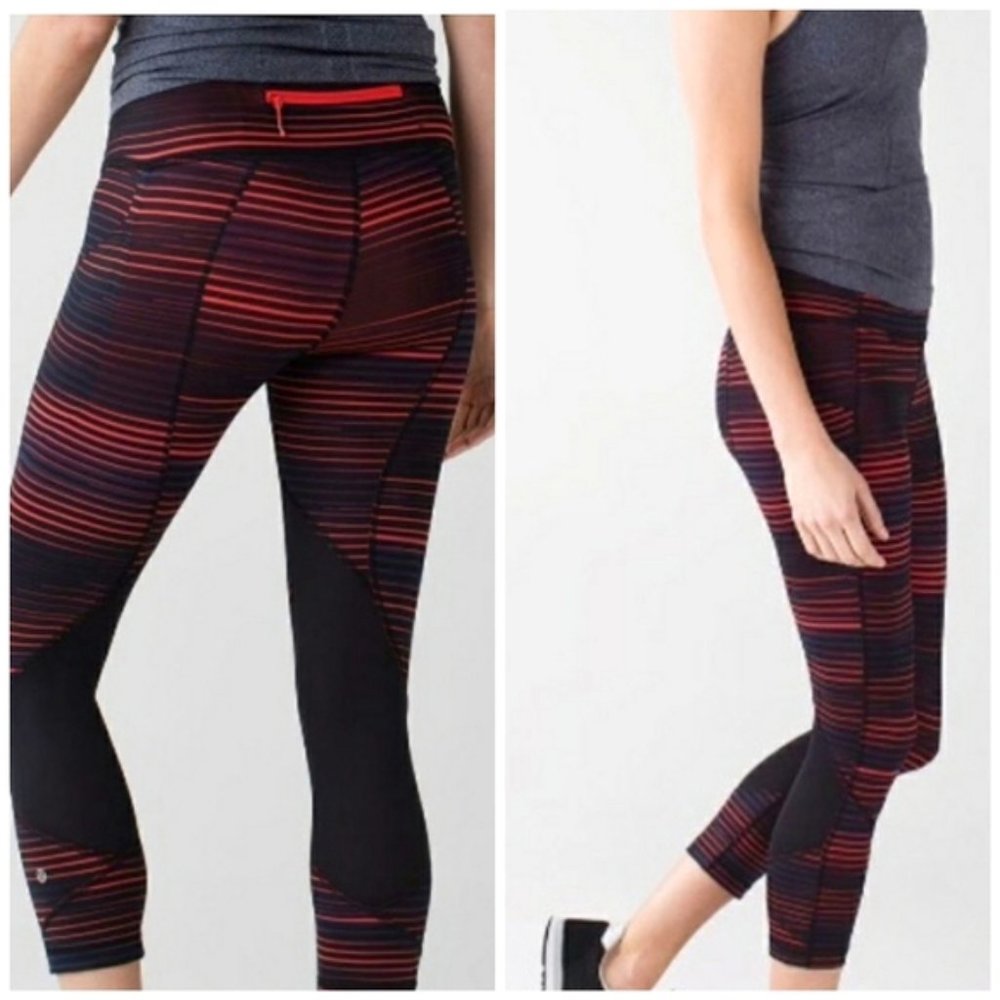 Lululemon Size 4 Red Blue Rival Crop Twisted Dune